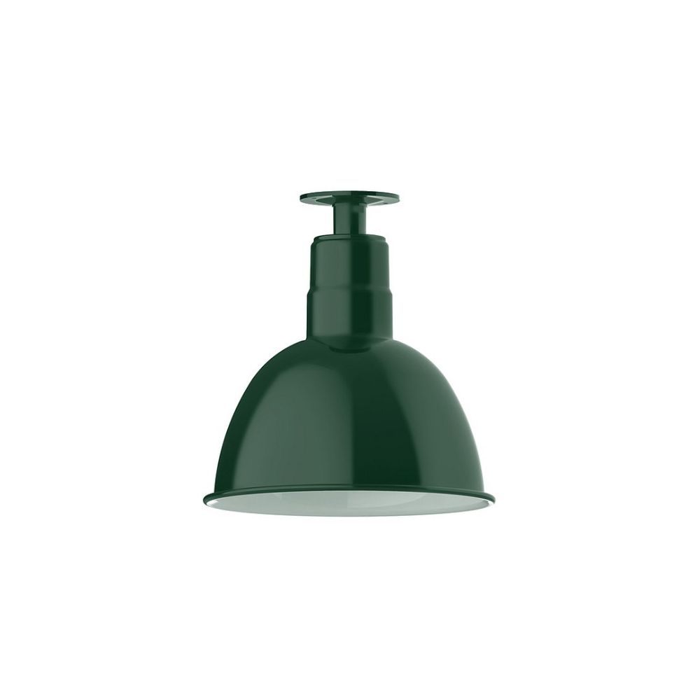 Montclair Lightworks FMB116-42 12" Deep Bowl shade, flush mount ceiling light, Forest Green
